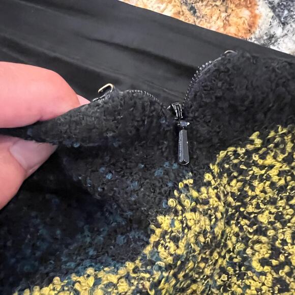 Classiques Entier Black/Green/Yellow Wool Blend Nubby Tweed Pencil Skirt SIZE 10 - Picture 6 of 8